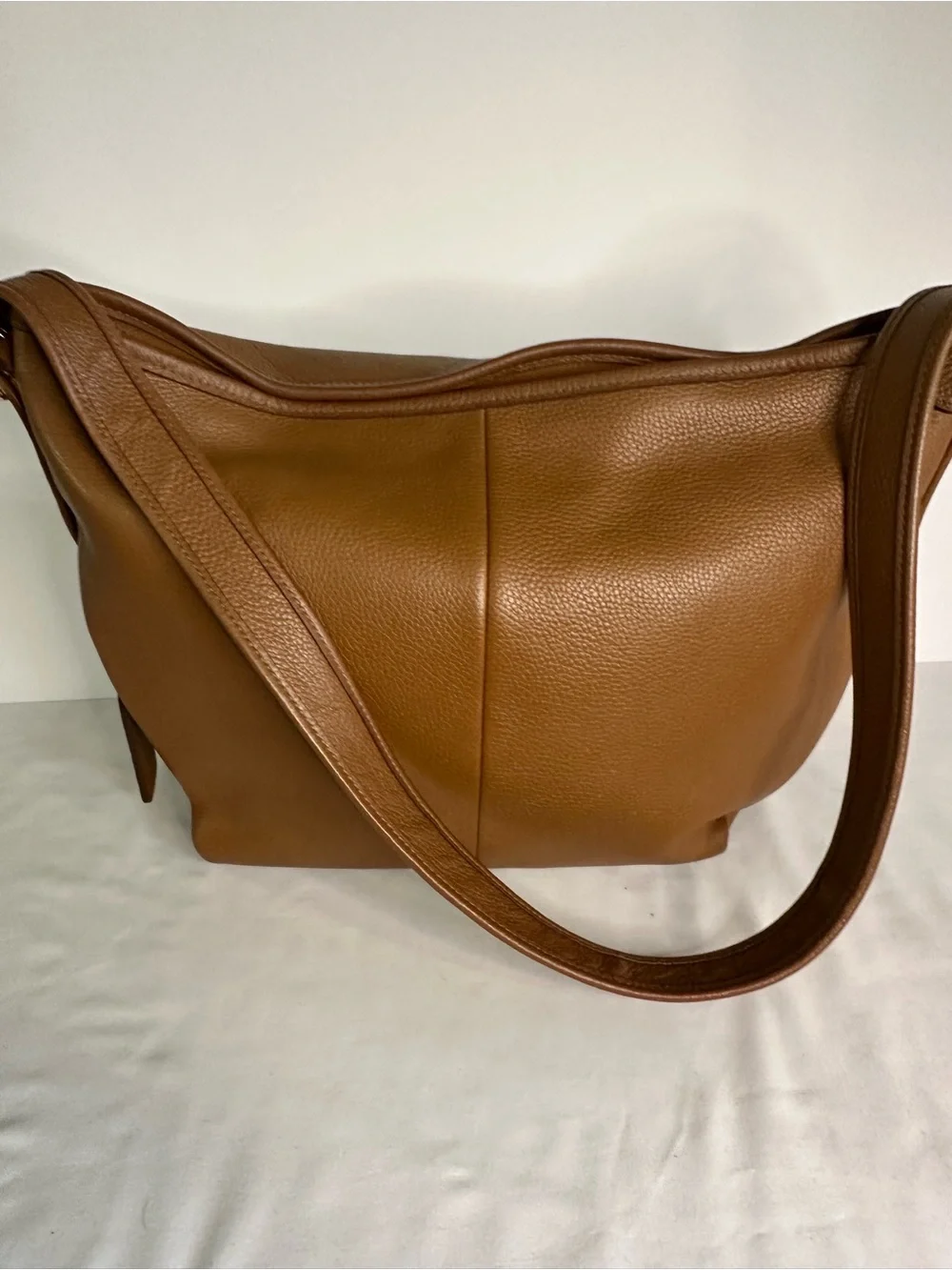 Coach F35775 Duffelette Pebble Leather Shoulder Bag in Cognac